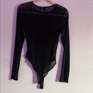 SPARKLY MESH BLACK BODYSUIT